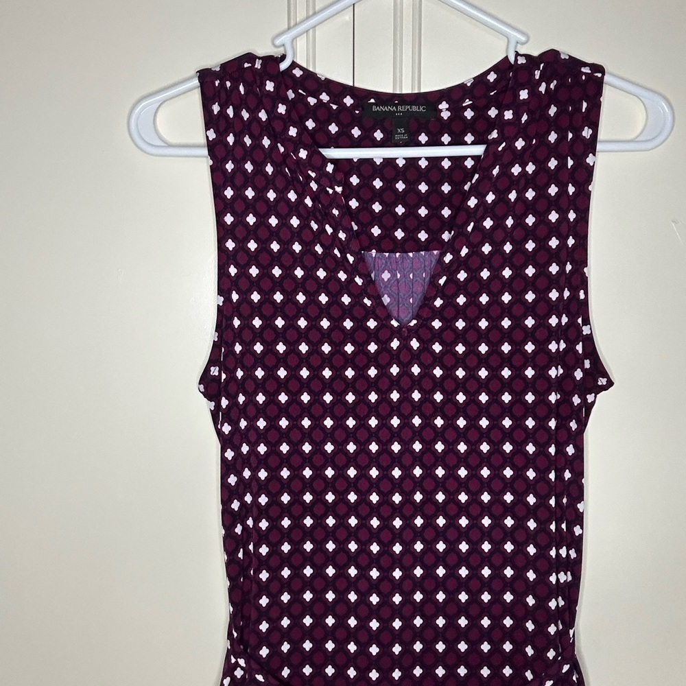 Banana Republic Purple Shift Dress with Belt and Geometric Pattern Size XS - Picture 2 of 5